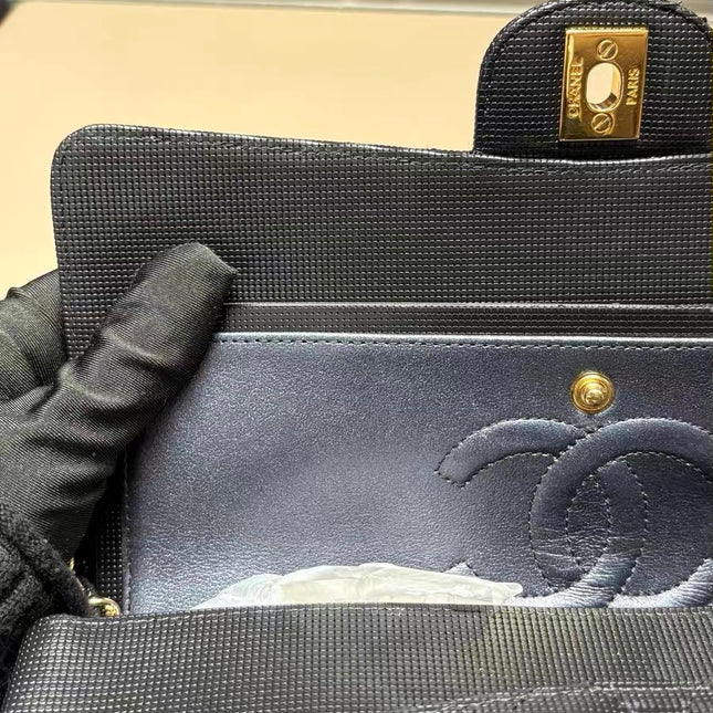 Chanel Classic Flap Medium 2016 Black Pixel Effect Calfskin Leather Gold Hardware