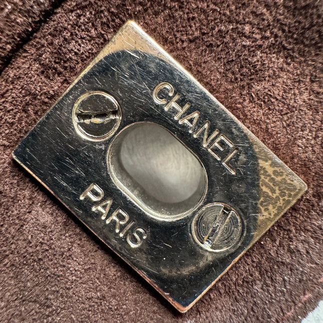 Chanel Classic Flap Medium Dark Chocolate Brown Suede Leather Silver HW, 1996-1997