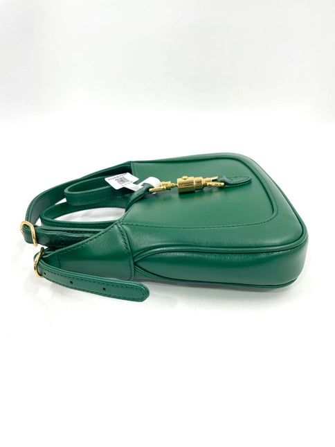 Gucci Jackie 1961 Mini Handbag in Green Leather with Adjustable Strap