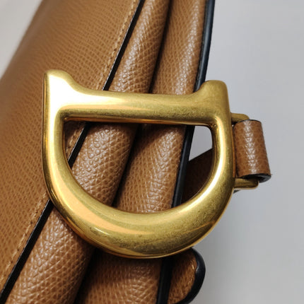 Dior Saddle 2019 Medium Tan Brown Grained Calfskin Leather Bag