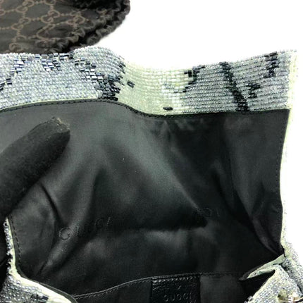 Gucci by Tom Ford Grey Blue Beaded Snake-skin Pattern Chain Shoulder Bag S/S 2000