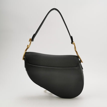 Dior Saddle 2020 Medium Grained Calfskin Leather Bag Black
