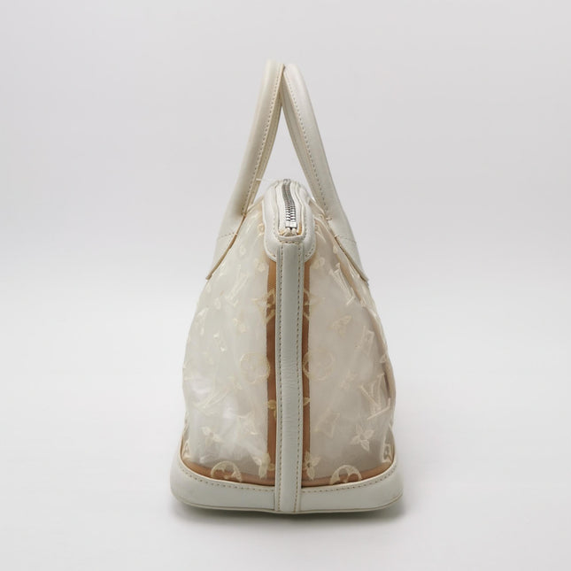 Louis Vuitton Lockit White Mesh Monogram and Leather Handbag
