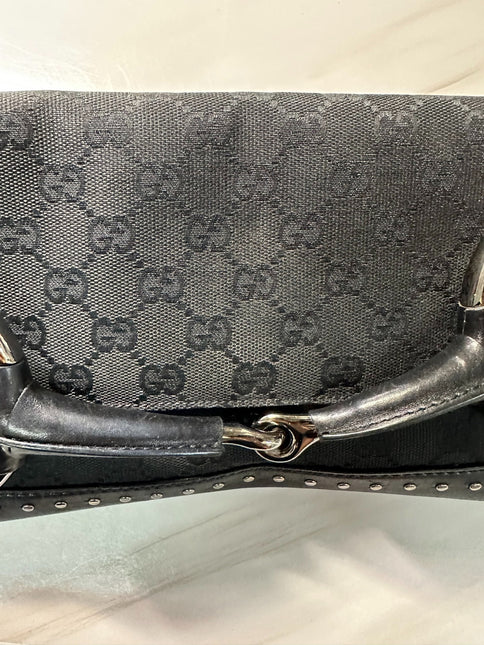 Sold Gucci Horsebit 1955 Cloth Black Monogram Shoulder bag