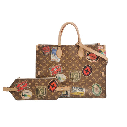 Louis Vuitton OnTheGo Large Hotel Labels Brown Monogram Crossbody Tote