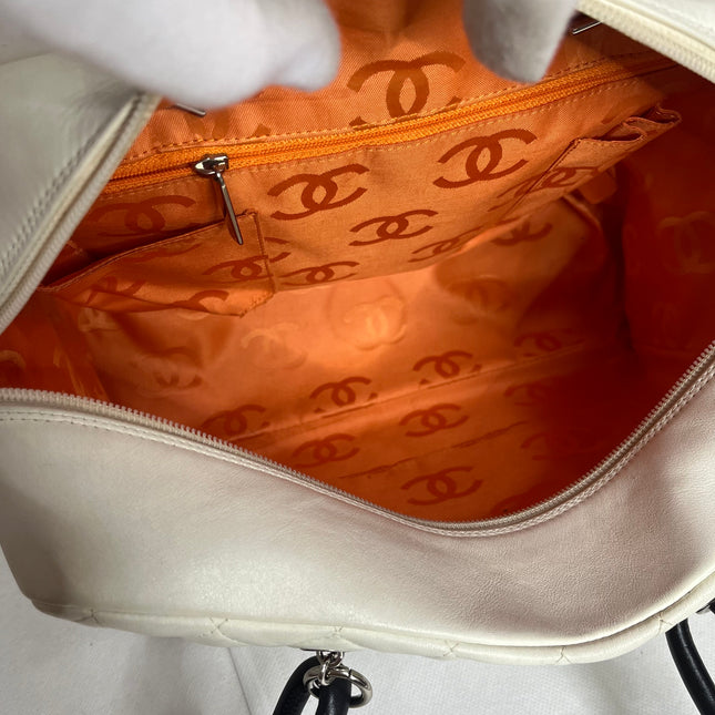 Chanel Cambon Multi-pocket Ligne Reporter Bag Large White Calfskin Leather