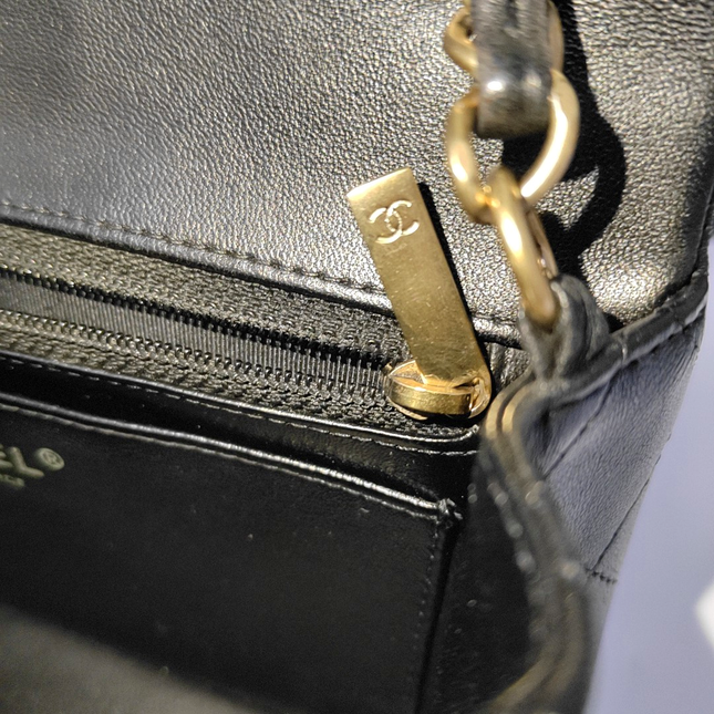 Chanel Classic Flap Rectangular Mini Black Lambskin Leather Gold Hardware, 2014-15