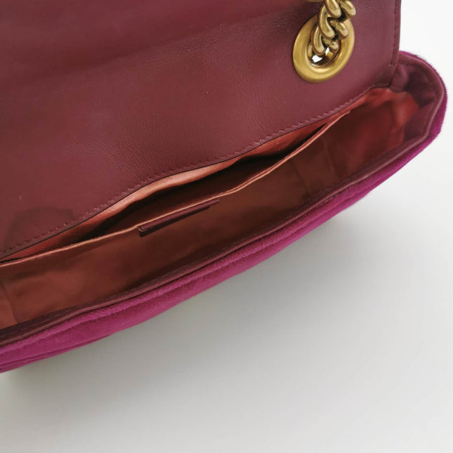 Sold Gucci Marmont Mini Flap Pink Velvet Handbag
