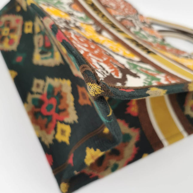 Sold Christian Dior Book Tote Large Multicolour Floral Motif Embroidered Handbag