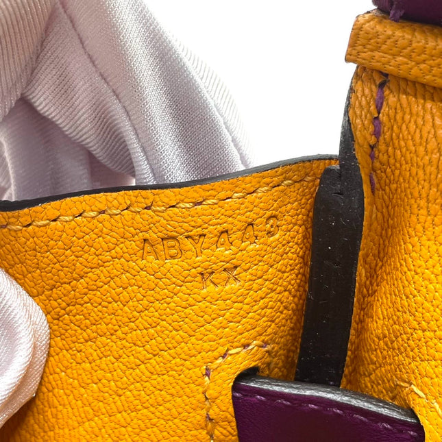 Hermes Birkin 30 HSS Special Order Anemone Purple Swift Leather Mango Yellow Interior GHW, 2017