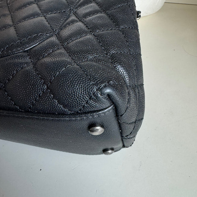 Chanel Coco Handle Medium Black Caviar Leather Silver Hardware, 2016