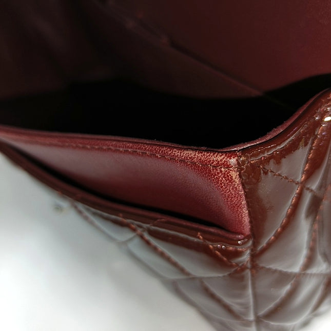 Chanel Classic Flap Medium Burgundy Patent Leather Silver Hardware