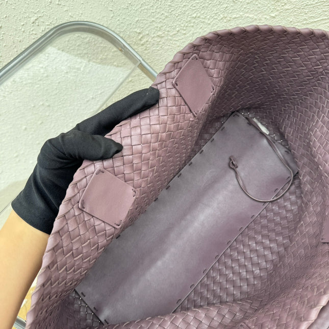 Sold Bottega Veneta Cabat Large Intreccio Leather Tote Bag Dark Lavender Purple 40-43cm