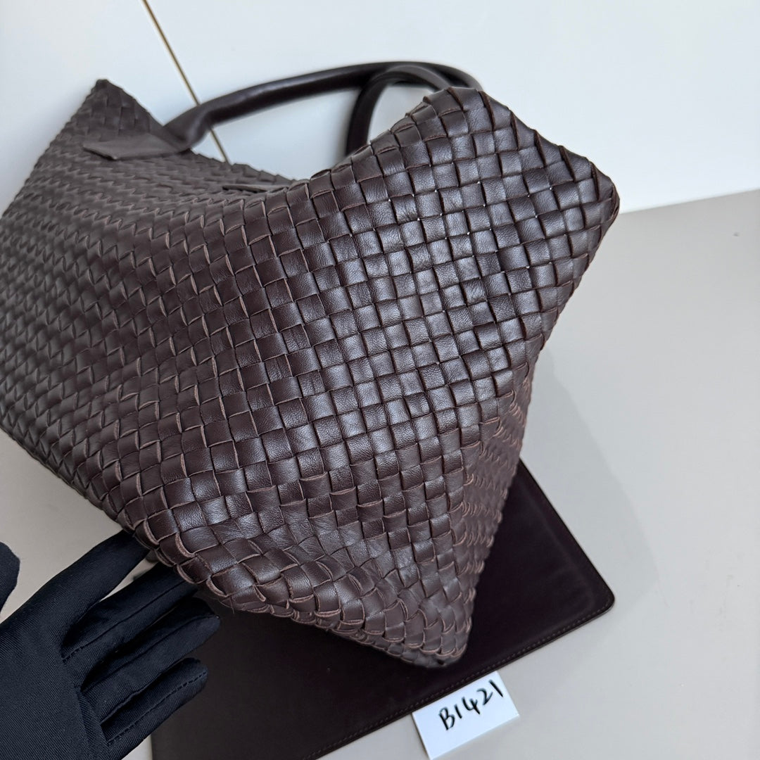 Bottega Veneta Cabat Tote Intreccio Leather Dark Chocolate Brown 40cm