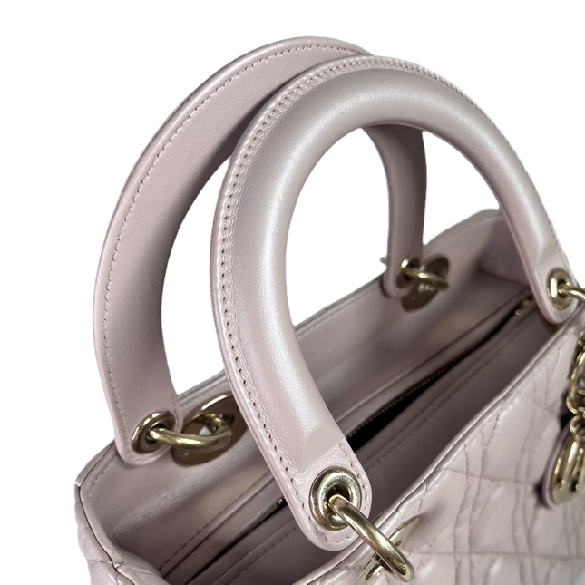 Sold Lady Dior Medium Bag Pink Cannage Leather