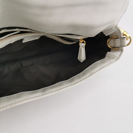 Fendi Baguette White Lambskin Leather Crossbody Bag Medium