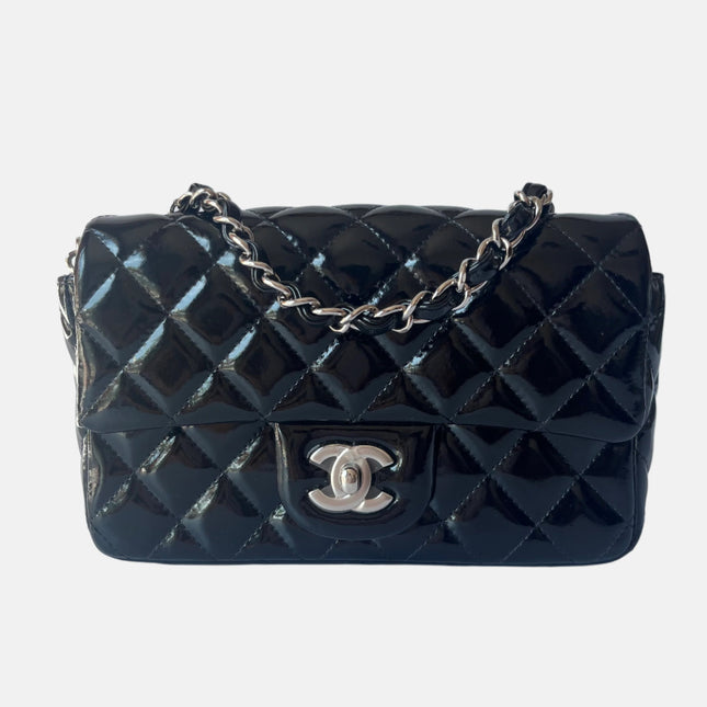 Chanel Classic Flap Rectangular Mini Black Patent Leather Silver Hardware, 2012-2013-Luxbags