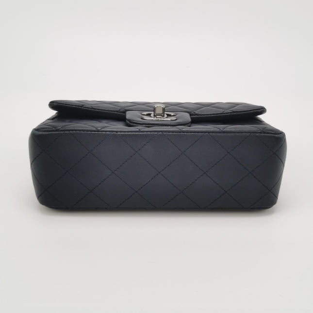 Chanel Classic Flap Mini 2014 Navy Lambskin Leather Silver Hardware