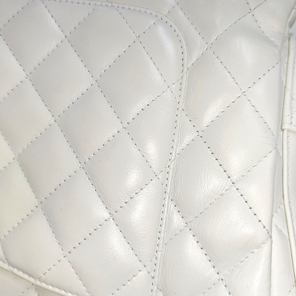 Chanel Cambon Multi-pocket Ligne Reporter Bag Large White Calfskin Leather