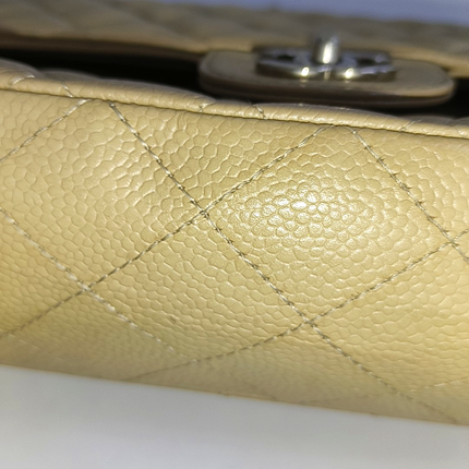 Chanel Timeless Classic Flap Medium Beige Caviar Leather Silver Hardware, 2005-2006