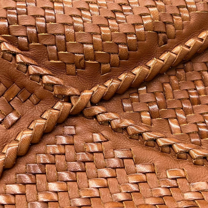 Loewe Puzzle Small Leather Woven Caramel Tan Crossbody Bag