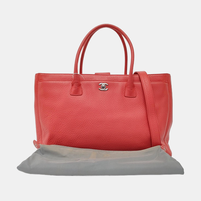 Chanel Cerf Executive Large Coral Pink Leather Handbag 40cm