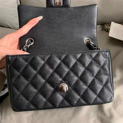 Chanel Classic Flap Mini Black Caviar Silver Hardware 2017-18