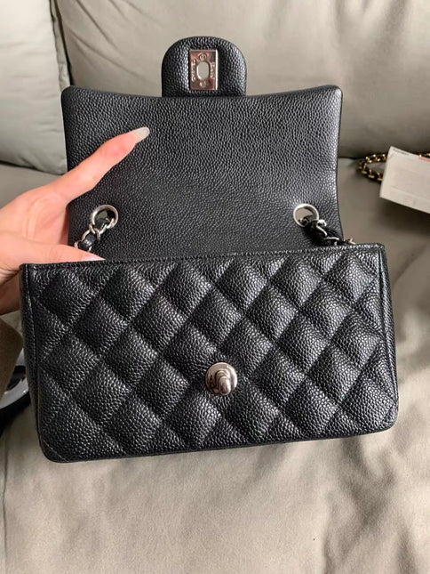 Chanel Classic Flap Mini Black Caviar Silver Hardware 2017-18