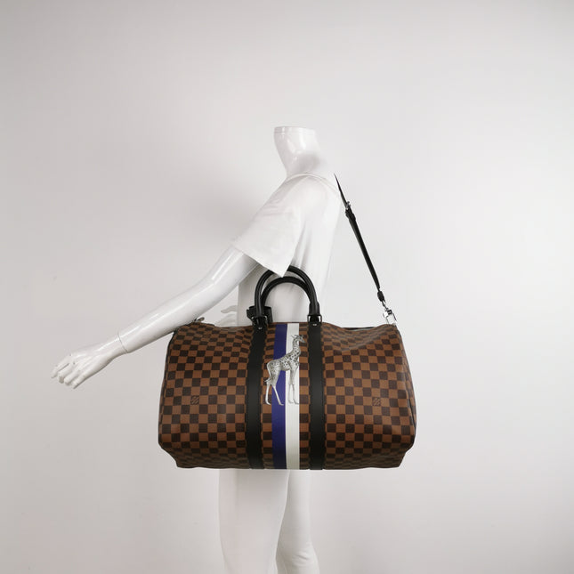 Louis Vuitton Savannah Keepall 45 Bandouliere Giraffe on Brown Damier Canvas