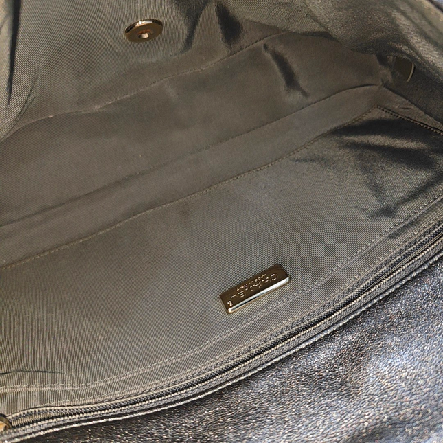 Chanel Paris-Dubai Jumbo Grey Perforated Lambskin Leather with Buttons Gold Hardware