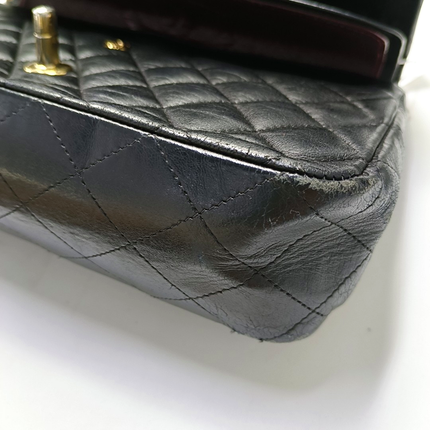 Chanel Timeless Classic Flap Medium Black Lambskin Leather Gold Hardware