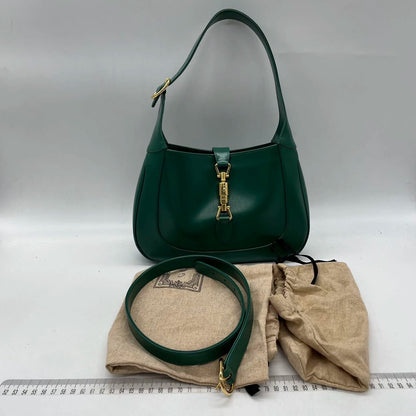 Gucci Jackie 1961 Green Leather Bag Small with Adjustable Strap