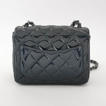 Sold Chanel Mini Square Classic Flap 2014 Navy Patent Leather Crossbody Bag