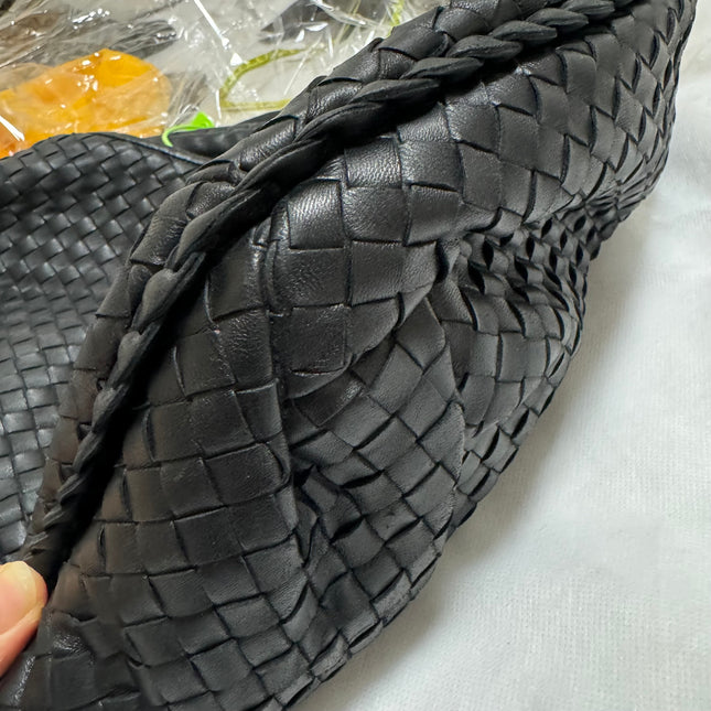 Sold Bottega Veneta Belly Hobo Intrecciato Leather Black Large 52cm