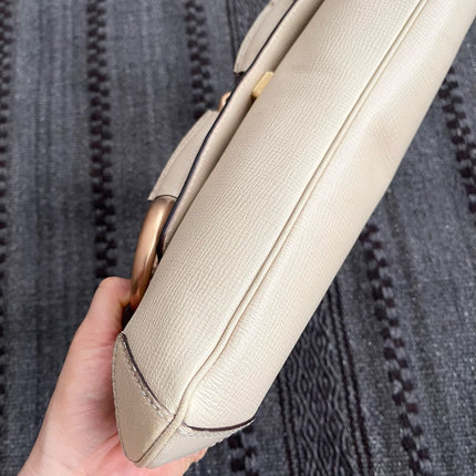 Gucci Horsebit 1955 Large White Leather Shoulder Bag