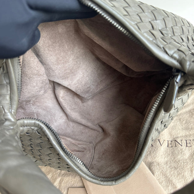 Sold Bottega Veneta Belly Hobo Intrecciato Grey Leather Medium 40cm