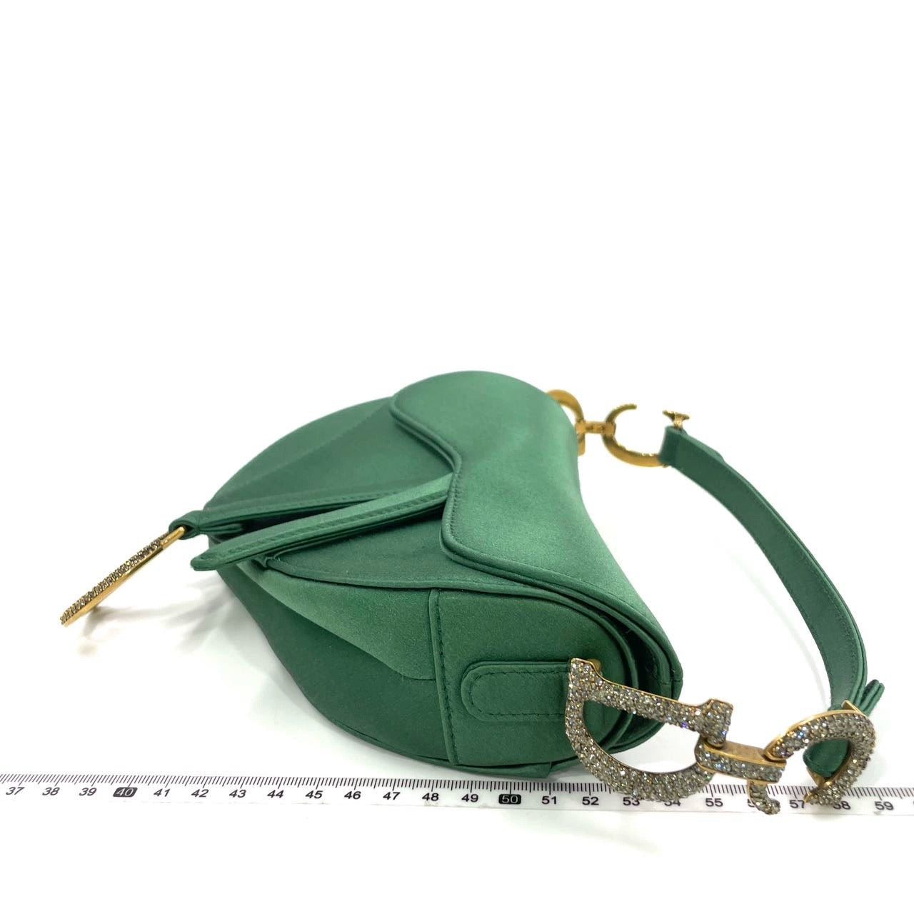 Dior Saddle Mini 2019 Silk Emerald Green with crystals