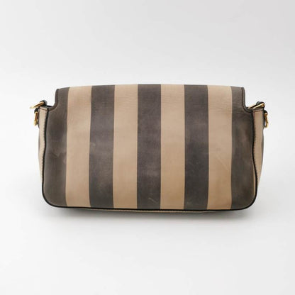 Sold Fendi Baguette Crossbody Bag Leather Beige and Black Stripes