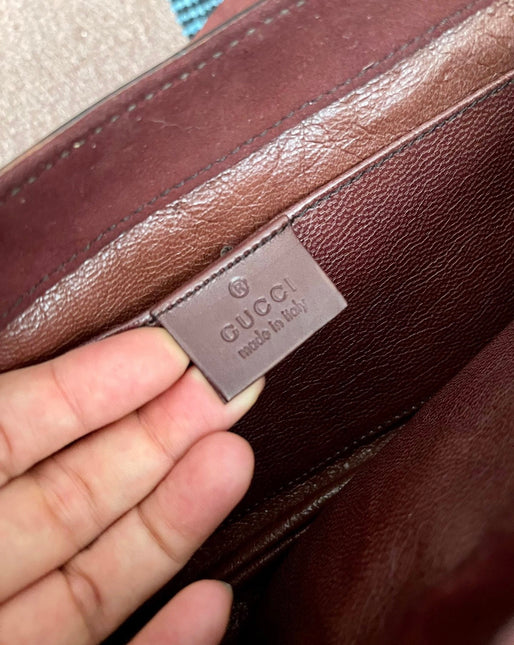 Sold Gucci Horsebit 1955 Chain Suede leather bag in Burgundy with gold studs