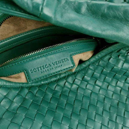 Sold Bottega Veneta Belly Hobo Intrecciato Green Nappa Leather Small