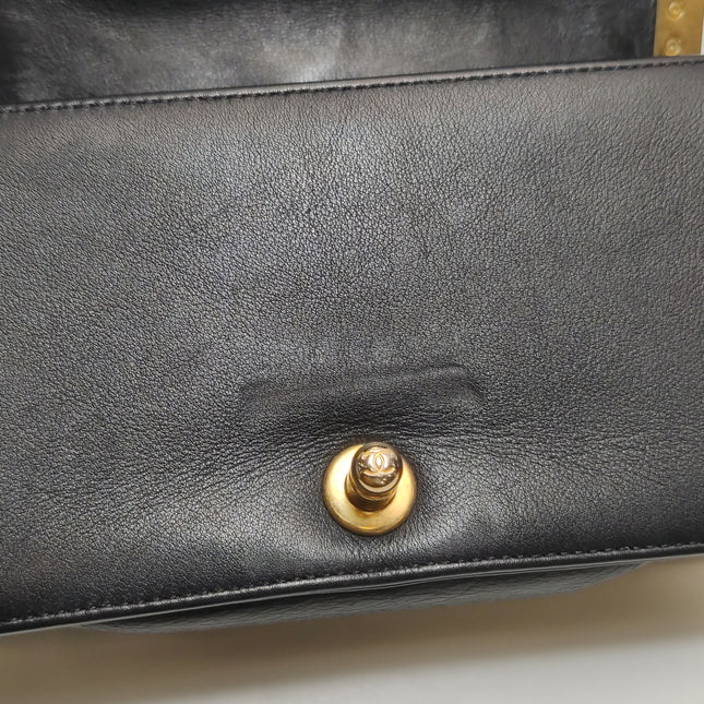 Chanel Le Boy Small Black Lambskin Leather Antiqued Gold Hardware