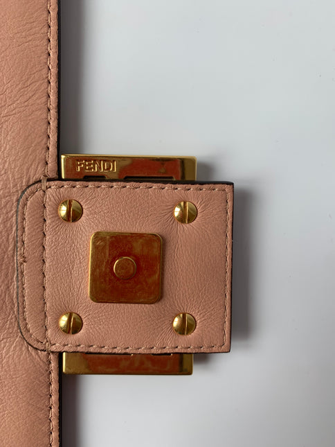 Sold FENDI Baguette Rosa Bourbon Pink Leather 3D FF Motif Crossbody bag