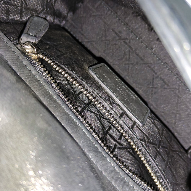 Lady Dior Mini Black Nubuck Aged Lambskin Leather handbag with silver hardware Chain Strap