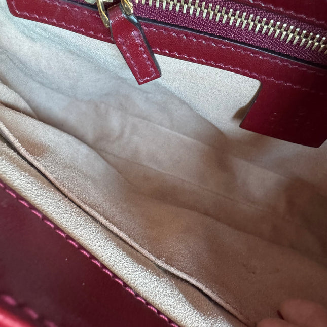 Gucci Jackie 1961 Small Burgundy Red Leather Bag with Adjustable Strap
