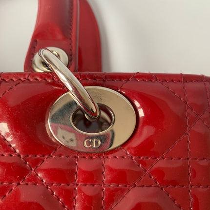 Sold Lady Dior Medium Bag Red Patent Leather