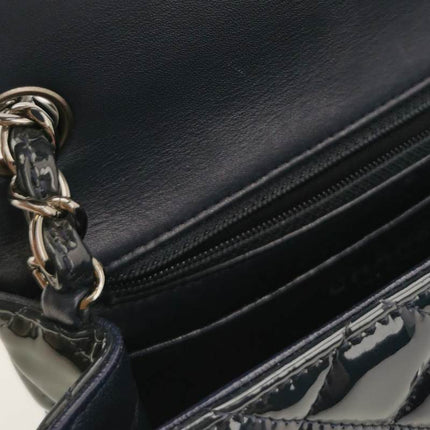 Sold Chanel Mini Square Classic Flap 2014 Navy Patent Leather Crossbody Bag