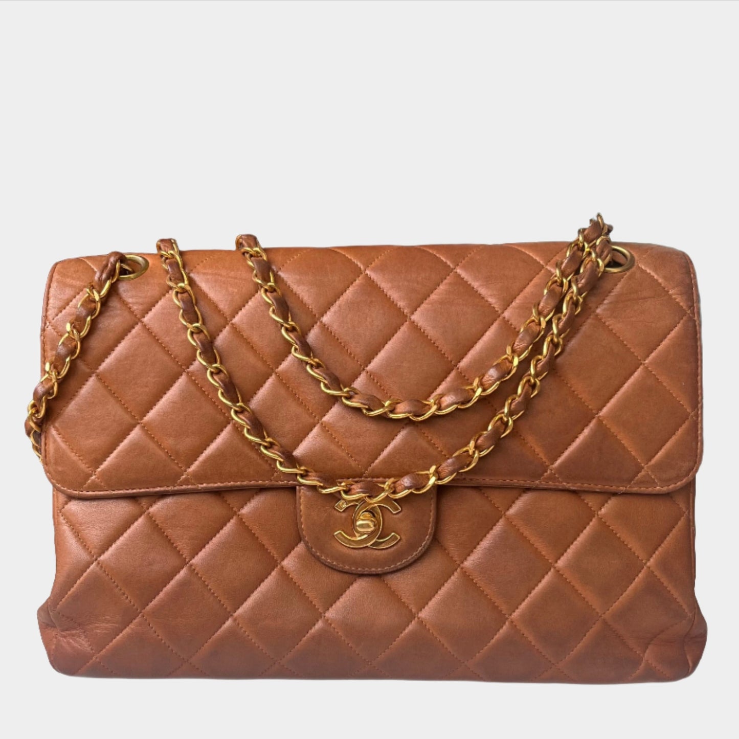 Chanel Double Sided Classic Flap Caramel Leather Handbag-Luxbags