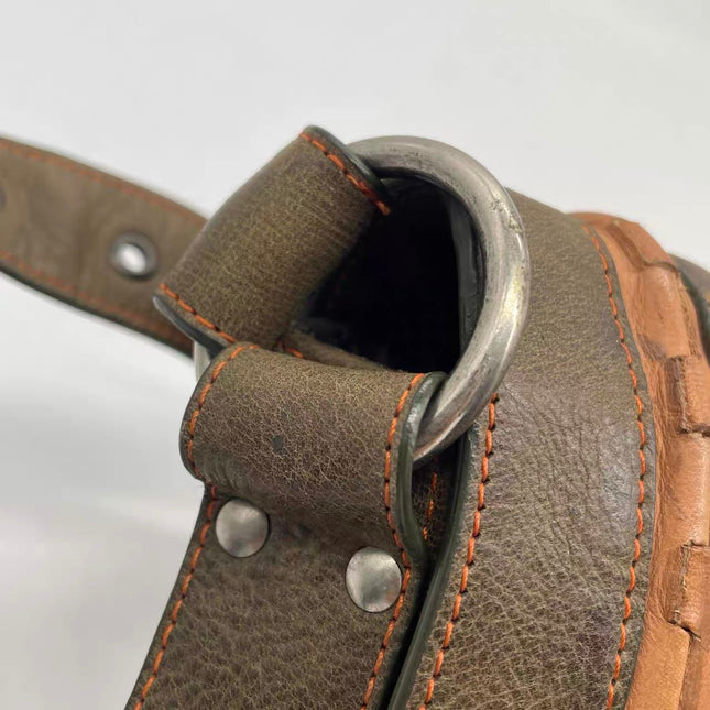 Dior Vintage Gaucho Large Brown Leather Crossbody Bag 36cm
