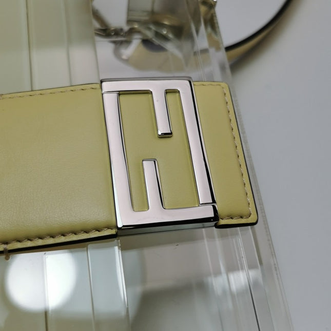 Sold Fendi Baguette Mini Box Yellow/Clear Acrylic Plexiglass and Leather Crossbody Bag