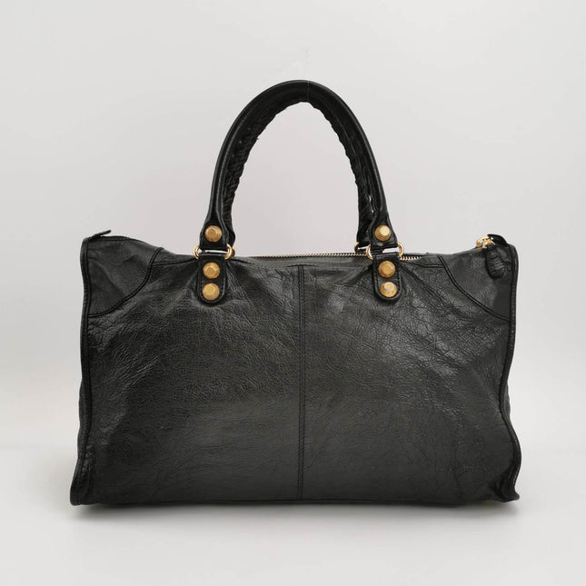 Sold Balenciaga City Bag Black with Gold-tone hardware Large Handbag